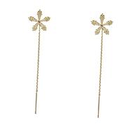Warmhm Boucles Oreilles Pendantes Femme Fleur Zircon Longue Chaîne Plaqué Or Bijoux Oreille pour Look