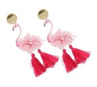 Warmhm Boucles Oreilles Pendantes Flamant à Pompons Pour Femme Design Animal Décoratif Bijoux Hypoallergéniques