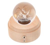 Warmhm Boule de Cristal Lumineuse avec Base Bois Veilleuse Décorative Lampe de Table Romantique Jouet Lumineux