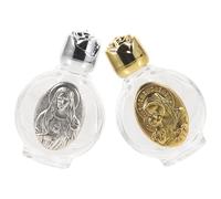 Warmhm Bouteilles d'eau Bénite en Verre, Lot de 2 Récipients Rechargeables Fermeture Sécurisée, Adaptées pour Cérémonies Catholiques et Décorations, Tons Or et Argenté