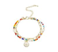 Warmhm Bracelet à Perles de Fleurs Réglable pour Accessoires Fantaisie Colorés pour Adolescentes Parfaits pour Saint Valentin Fête Mères