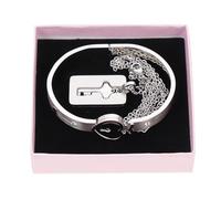 Warmhm Bracelet Couple Cœur Aimant Serrure à Clé Argenté Collier et Bracelet Assortis Concentriques Bijou Décoratif Léger pour Homme et Femme Présent Couple Romantique Boîte