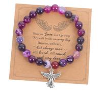 Warmhm Bracelet Deuil Perles Avec Carte Set Commémoratif Élastique Pour Souvenir Perte Proche Bijoux Soutien Maternité