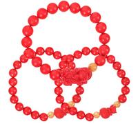 Warmhm Bracelet Ethnique Bouddha en Perles de Corail Rouge Lot de 3 Pièces Unisexe Taille Ajustable pour Poignets Style Amulette pour Attirer Chance et Prospérité Présent Spirituel