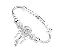 Warmhm Bracelet Fil Ajustable avec Charms Attrape-rêves Jonc Extensible Inoxydable pour Femme Design Réglable et Élégant Accessoire Mode