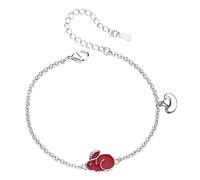 Warmhm Bracelet Humeur Avec Pendentif Lapin Chinois Bracelet à Breloques Changement De Couleur Pour Femme Rouge