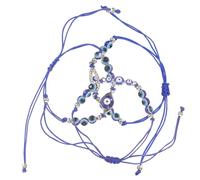 Warmhm Bracelet Œil Turc Protection le Mauvais Œil, Lot de 3 Bracelets en Perles Bleues, Symbole Amulette Unisexe pour Fête et Usage Quotidien, Fil Ciré et Alliage Confortable