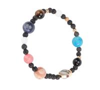 Warmhm Bracelet Système Solaire Huit Planètes En Pierre Naturelle Bleue Unisexe, Chaîne Planétaire Réglable Pour Présents Et Voyages, Style Cosmique