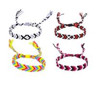 Warmhm Bracelets Tissés Faits Main Boho 4pcs en Fil de Coton Réglables, Couleur Aléatoire, Style Ethnique Chic pour Anniversaire et Vacances