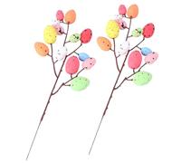 Warmhm Branches Décoratives de Pâques Œufs Tachetés 2 Branches à Piquer Décoration Printanière Réaliste pour Maison Bureau Boutique Fête de Pâques