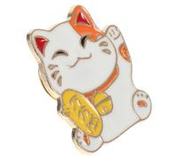 Warmhm Broche Chat Kawaii en Alliage Style Japonerie, Épingle de Col Maneki-neko, Accessoire de Mode pour Vêtements et Paquet, Pin Chanceux Animal, Décoration Japonaise Adulte et Garçon