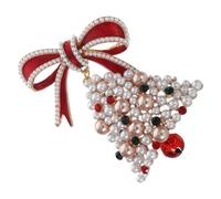 Warmhm Broche Émaillée Nœud avec Cloche Double Usage Épingle Vêtement Festive pour Femmes et Filles Accessoire Élégant pour Fêtes de Fin Année