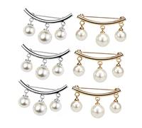 Warmhm Broche Épingle à Foulard Perles Élégante En Métal Doré Et Argenté 6 Pièces, Fixation Sécurisée Pour T-shirt, Pull Et Écharpe, Accessoire Femme Pour Soirée Et Quotidien, Design Raffiné Et Léger