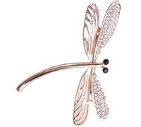 Warmhm Broche Libellule En Alliage Doré à Cristaux, Épingle à Cristal Décorative Élégante Pour Femmes, Accessoire Mode Polyvalent Pour Tenue Quotidienne Et Occasions Spéciales