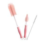 Warmhm Brosse à Biberon Rotative en Silicone Alimentaire Gris Clair, Brosse à Tétine et Paille, Nettoyage Bébé, Poils Haute Densité, Manche Droit, Usage Quotidien,