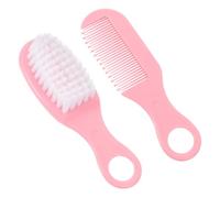 Warmhm Brosse Et Peigne De Massage Pour Bébé, Kit Douceur Rose, Poils Souples Et Plastique Antistatique, Soin Cuir Chevelu Et Développement -né, Ensemble 2 Pièces