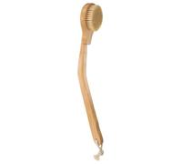 Warmhm Brosse Poils de Sanglier Manche en Bambou Courbé Amovible, Petite Tête Ronde, Brosse Longue Dos, Nettoyage et Massage Corps, Adaptée aux Personnes Âgées Mobilité Réduite