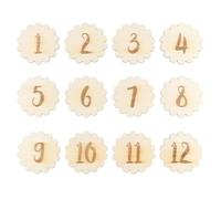 Warmhm Cartes Mensuelles pour Bébé en Bois 12pcs pour Commémorer la Croissance Design Créatif Beige, pour Baby Shower et Souvenirs D'anniversaire