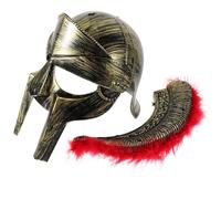 Warmhm Casque de Soldat Romain en Plastique Léger Rouge, Accessoire de Costume Cosplay Homme pour Carnaval, Fêtes, Théâtre et Jeux de Rôle, Chapeau de Guerrier Médiéval Polyvalent