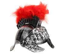 Warmhm Casque Romain pour Adultes et Casque de Médiéval avec Plume Rouge Accessoire Cosplay Vintage pour Costume de Soldat et Décoration