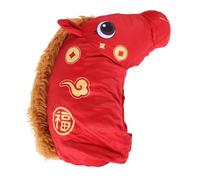 Warmhm Chapeau de Cheval Peluche Rouge pour Nouvel An Chinois 2026, Accessoire Chaud en Coton Pp pour Événements Costumés et Séances Photo Festives