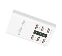 Warmhm Chargeur de Téléphone Multiport Station de Recharge USB à 6 Ports, Charge Directe, 2000ma, Abs-pc, Blanc, Indicateur, pour Appareils USB et Téléphone, Usage Intérieur la Maison