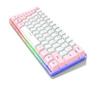 Warmhm Clavier de Jeu RGB 61 Touches Filaire Mini Compact Rose et Blanc, Clavier Mécanique Rétroéclairé pour PC et Ordinateur Portable, Accessoire Gaming Ergonomique pour Joueurs
