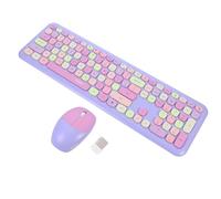 Warmhm Clavier et Souris sans Fil Compatible Systèmes D’Exploitation Colorés 110 Touches Clavier et 3 Touches Souris Fréquence 2.4 Ghz, pour Ordinateur Portable Bureau en Travail