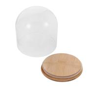 Warmhm Cloche en Verre Design Hermétique pour Fleurs avec Base en Bambou et Transparence Élevée pour Décoration Intérieure et Bureau