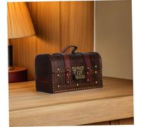 Warmhm Coffre De Rangement Bois Style Pirate Boîte à Trésors Décorative pour Bijoux Et Petits Objets Coffre Vintage avec Serrure