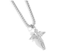 Warmhm Collier Ange Acier Inoxydable Unisexe Avec Pendentif Mains Prière Chaîne Chic Pour Homme Et Femme Et Accessoire Original Pour Toutes Occasions