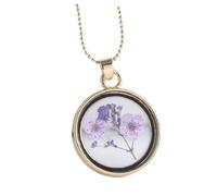 Warmhm Collier Créatif Fleurs Séchées en Verre Chaîne Clavicule Violet Bijou pour Femme Élégant Présent Original pour Soirées Bal et Vacances Collier de Fleurs