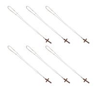 Warmhm Collier Croix en Bois 6 Pièces, Pendentif Religieux Catholique Artisanal, Accessoire pour Rétroviseur, Bijou Chrétien Homme pour Église, Baptême, Noël, Décoration Spirituelle