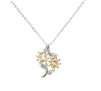 Warmhm Collier de Fleurs et Cœur en Cristal, Bijoux pour Femmes et Filles, Pendentif Tour de Cou, Chaîne Fine en Alliage, Présent pour Ado, Usage Quotidien, Style