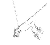Warmhm Collier et Boucles Oreilles Koala Délicat Femme Charme pour Fête et Soirée Anniversaire et Fête des Mères