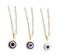 Warmhm Collier Mauvais Œil Turc Unisexe En Alliage Bleu Pendentif En Verre 3 Pièces Symboles De Protection Chance Usage Quotidien Ajustable