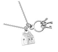 Warmhm Collier Pendentif Maison et Clé Chaîne Pull Décoration pour Femme Original de Pendaison de Crémaillère et Emménagement