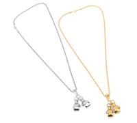 Warmhm Collier Punk Boxe En Métal Argenté Et Or, Pendentif Masculin Et Féminin, Bijou De Mode Unisexe, Tour De Cou Pour Sport Et Présent, Lot De 2 Set De Pièces