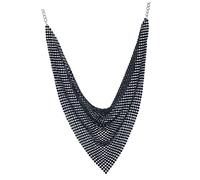 Warmhm Collier Ras Du Cou Femme Métal Avec Sequins Et Pompons Bijou De Mode Pour Soirée Accessoire Col Élégant Court Noir