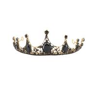 Warmhm Couronne Baroque Noire en Strass, Tiare en Cristal Légère et Inaltérable, Accessoire de Coiffure pour Mariée, pour Mariage et Soirée Festive