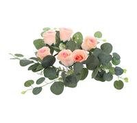 Warmhm Couronne de Bougie de Fleur Roses en Soie, Décoration Solide et Réaliste pour Fenêtre ou Porte, pour Mariage et Intérieur