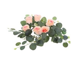 Warmhm Couronne de Bougie de Fleur Roses en Soie, Décoration Solide et Réaliste pour Fenêtre ou Porte, pour Mariage et Intérieur