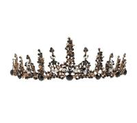 Warmhm Couronne de Mariée Baroque Noire Vintage, Accessoire Cheveux Cérémonie et Fête, Tiare Décorative Élégante pour Mariage et Anniversaire, Coiffe Femme Chic