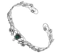Warmhm Couronne de Roi Médiévale Ajustable en Métal Argenté Antique Strass Vert Profond, Accessoire Royal pour Costume Homme, Mariage et Cosplay, Diadème Élégant pour Bal et Fête