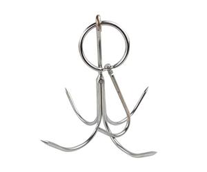 Warmhm Crochet à Viande à 4 Crochets en Acier Inoxydable Rotatif, à Suspendre Robuste pour Jambon et Porc, Outil Cuisine Multifonction, Usage Domestique et Fumoir,