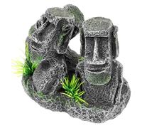 Warmhm Décor D’Aquarium Moaï en Résine Réaliste, Ornement pour Aquarium Moyen, Accessoire Décoratif Résistant à L’Eau, Cachette pour Poissons, Adapté Aux Aquariums D’Eau Douce