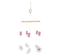 Warmhm Décoration carillons éoliens support mobile pour berceau pépinière mobile bras mobile pour crèche cintre mobile cloche de lit bébé lit de bébé Boule de poils rose