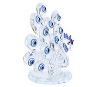 Warmhm Décoration en Cristal Bleu Œil de Paon Mini, Ornement Artisanal pour Bureau, Vitrine ou Voiture, Figurine de Table Élégante pour Festival et Anniversaire, Création Unique