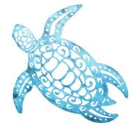 Warmhm Décoration Murale Tortue En Métal Bleu Marine Pour Jardin Et Salon, Ornement Mural En Fer Ajouré, Art Mural Extérieur Solide, Décoration Océan Style Vintage, Accessoire Décoratif Original
