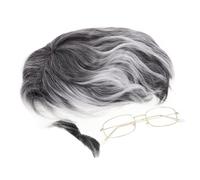 Warmhm Déguisement de Vieux pour Garçons et Adultes Kit Halloween avec Perruque et Lunettes Costume Père pour Fêtes et Théâtre